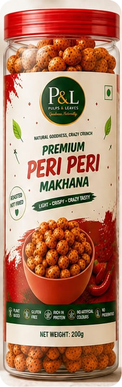 Pulps and Leaves Peri Peri makhana 200g jar
